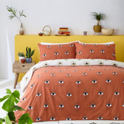 Furn. Theia Abstract Eyes Reversible Duvet Cover Set, King, Red - thumbnail 2