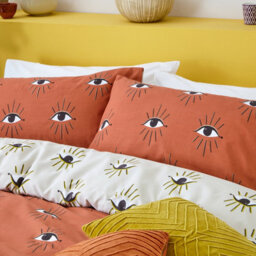 Furn. Theia Abstract Eyes Reversible Duvet Cover Set, King, Red - thumbnail 3