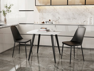 Core Products Aspen White 80Cm Square Dining Table With 2 Black Plastic Duo Design Chairs - image 1