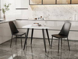 Core Products Aspen White 80Cm Square Dining Table With 2 Black Plastic Duo Design Chairs - thumbnail 1