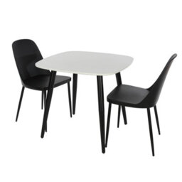 Core Products Aspen White 80Cm Square Dining Table With 2 Black Plastic Duo Design Chairs - thumbnail 2