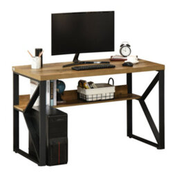 Homcom Computer Writing Desk K-Shaped Steel Leg Storage Shelf Home Office - thumbnail 2
