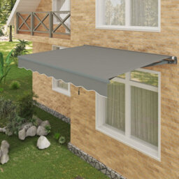 VRUC Garden Sun Shade Canopy Retractable Awning For Outdoor Patio Door Window, 2.5 X 2M Grey - thumbnail 1