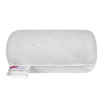 "Homescapes Duck Feather Bolster Cushion Pad  Inserts 30 X 18 Cm (12 X 7"") Inner, Filler With 100% Cotton Down Proof Cover" - image 1