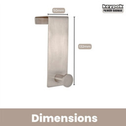 Keypak Single Metal Over Door Hanger Coat Rack - Brushed Finish - 13Cm - Bedroom & Bathroom Hook For Coats, Towels & Bags - thumbnail 3