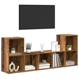 Berkfield Tv Cabinet Set 3 Pcs Brown 107 X 35 X 37 Cm Engineered Wood - thumbnail 3
