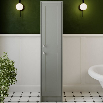 Affine Park Lane Oxford Grey Traditional Tall Bathroom Cabinet 1600 X 350mm - image 1
