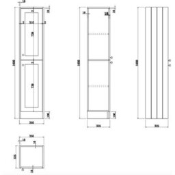 Affine Park Lane Oxford Grey Traditional Tall Bathroom Cabinet 1600 X 350mm - thumbnail 6
