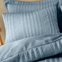 Pineapple Elephant Tamba Jersey Stripe Quilted Single Duvet Cover Set With Pillowcase Chambray Blue - thumbnail 2