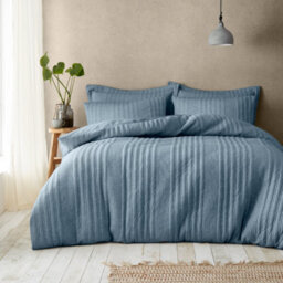 Pineapple Elephant Tamba Jersey Stripe Quilted Single Duvet Cover Set With Pillowcase Chambray Blue - thumbnail 1