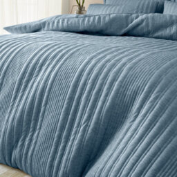 Pineapple Elephant Tamba Jersey Stripe Quilted Single Duvet Cover Set With Pillowcase Chambray Blue - thumbnail 3
