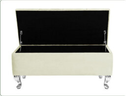 Londona 137Cm Chesterfield Ottoman Storage Bench - Plush Velvet Shoe Bench - Cream Upholstery Footstool With Storage - thumbnail 2