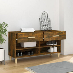 Berkfield Elegant Shoe Cabinet Smoked Oak 102X35X55 Cm Engineered Wood - thumbnail 3