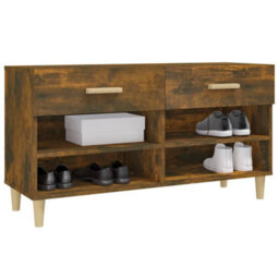 Berkfield Elegant Shoe Cabinet Smoked Oak 102X35X55 Cm Engineered Wood - thumbnail 4