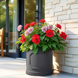 Set Of 2 Idealist™ (Dia) 41Cm Plant Pot, Charcoal Grey Reinforced Stone Chelsea Cylinder Planter, Outdoor Plant Pot W45 H45 Cm - thumbnail 6