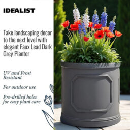 Set Of 2 Idealist™ (Dia) 41Cm Plant Pot, Charcoal Grey Reinforced Stone Chelsea Cylinder Planter, Outdoor Plant Pot W45 H45 Cm - thumbnail 8