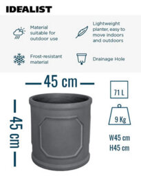 Set Of 2 Idealist™ (Dia) 41Cm Plant Pot, Charcoal Grey Reinforced Stone Chelsea Cylinder Planter, Outdoor Plant Pot W45 H45 Cm - thumbnail 3