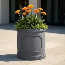 Set Of 2 Idealist™ (Dia) 41Cm Plant Pot, Charcoal Grey Reinforced Stone Chelsea Cylinder Planter, Outdoor Plant Pot W45 H45 Cm - thumbnail 5