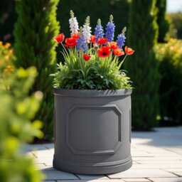 Set Of 2 Idealist™ (Dia) 41Cm Plant Pot, Charcoal Grey Reinforced Stone Chelsea Cylinder Planter, Outdoor Plant Pot W45 H45 Cm - thumbnail 4