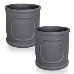 Set Of 2 Idealist™ (Dia) 41Cm Plant Pot, Charcoal Grey Reinforced Stone Chelsea Cylinder Planter, Outdoor Plant Pot W45 H45 Cm - thumbnail 1