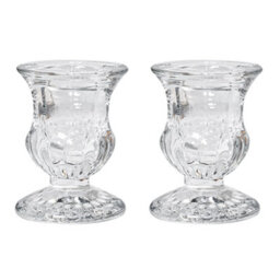 Clear Glass Candlestick Holder 6.8Cm - Petal Design (Set Of 2) - thumbnail 1