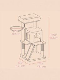 LEDREM Small Cat Tree, Cat Tower With Widened Perch For Large Cats Indoor, Kittens, Scratching Posts And Ramp, Dark Grey - thumbnail 7