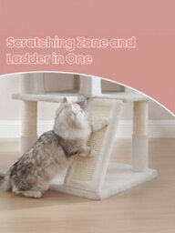 LEDREM Small Cat Tree, Cat Tower With Widened Perch For Large Cats Indoor, Kittens, Scratching Posts And Ramp, Dark Grey - thumbnail 5