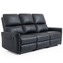 More4Homes Madrid 2+3 Seater W Console Manual Recliner Air Leather Sofa Set (Black) - thumbnail 6