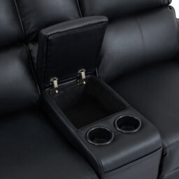 More4Homes Madrid 2+3 Seater W Console Manual Recliner Air Leather Sofa Set (Black) - thumbnail 5