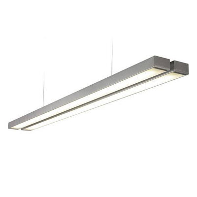 Luminosa Lighting Luminosa Borde Integrated Led Linear Baton Pendant Twin Bar Silver, Opal