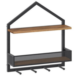 Wall Shelf With Hooks Industrial Floating Shelf For Wall Accent Shelf - thumbnail 4