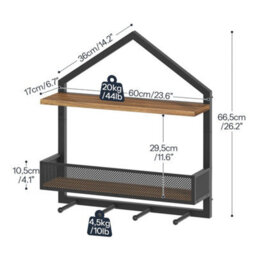 Wall Shelf With Hooks Industrial Floating Shelf For Wall Accent Shelf - thumbnail 2