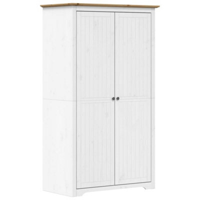 Berkfield Classic Wardrobe Bodo White And Brown 101X52X176.5 Cm Solid Wood Pine