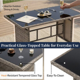 Evre Brown Porto 4 Seater Rattan Garden Furniture Set, Table & Chairs With Sofa & Glass Table - Inc Weekend Delivery - thumbnail 5