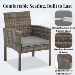 Evre Brown Porto 4 Seater Rattan Garden Furniture Set, Table & Chairs With Sofa & Glass Table - Inc Weekend Delivery - thumbnail 3