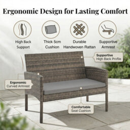 Evre Brown Porto 4 Seater Rattan Garden Furniture Set, Table & Chairs With Sofa & Glass Table - Inc Weekend Delivery - thumbnail 4