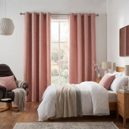 Luxury Living Velvet Chenille Eyelet Curtains Ready Made Pair Blush - thumbnail 6