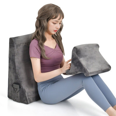 Costway 4 In 1 Bed Wedge Pillow Tablet Pillow Stand Side Pockets High Resilience Foam - image 1