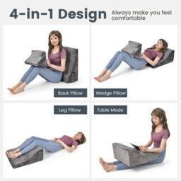 Costway 4 In 1 Bed Wedge Pillow Tablet Pillow Stand Side Pockets High Resilience Foam - thumbnail 5