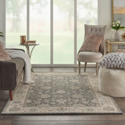 Grey Ivory Aqua Luxurious Traditional Easy To Clean Rug For Dining Room Bed Room And Living Room-168Cm X 251Cm - thumbnail 2