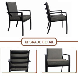 Aluminium Garden Table And Chairs Set With 145X85 Cm Dining Table And Padded Chair  - 4 Armchair - thumbnail 2