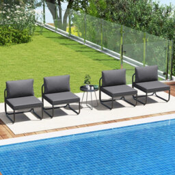 Gainoom Set Of 2 Patio Chairs Grey Outdoor Chairs With Removable Cushions - thumbnail 4