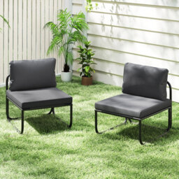 Gainoom Set Of 2 Patio Chairs Grey Outdoor Chairs With Removable Cushions - thumbnail 3