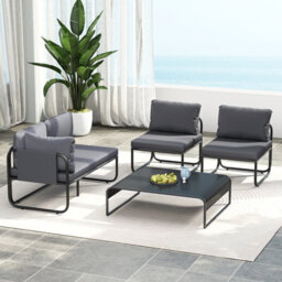 Gainoom Set Of 2 Patio Chairs Grey Outdoor Chairs With Removable Cushions - thumbnail 5