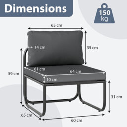 Gainoom Set Of 2 Patio Chairs Grey Outdoor Chairs With Removable Cushions - thumbnail 2