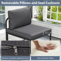 Gainoom Set Of 2 Patio Chairs Grey Outdoor Chairs With Removable Cushions - thumbnail 8