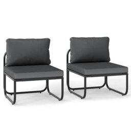 Gainoom Set Of 2 Patio Chairs Grey Outdoor Chairs With Removable Cushions - thumbnail 9