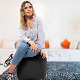 istyle mode Black Outdoor Bean Bag Footstool Pouffe Water-Resistant 40X40Cm - thumbnail 2