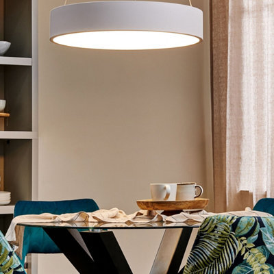 Wyld And Coco Modern Glamour White Steel Led Ring Pendant Lamp For Dining And Living Rooms - image 1