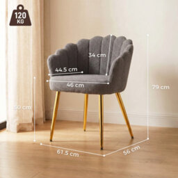 Homcom Petal-Back Lounge Chair With Faux Lamb's Wool And Metal Legs, Grey - thumbnail 3